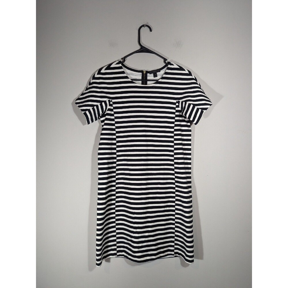 J.Crew Black White Striped Short Sleeve Dress Women Size XS‎